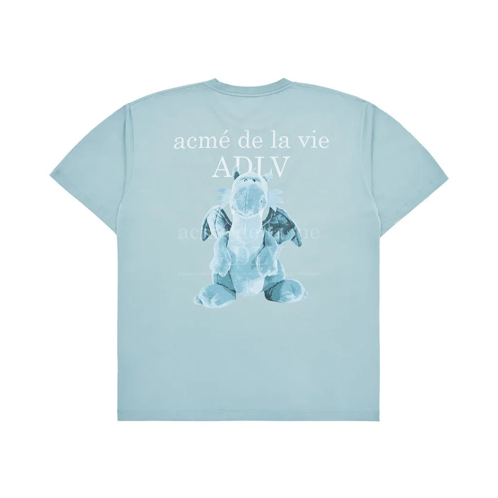 [ADLV] Fuzzy Dragon Artwork Short Sleeve T-Shirt Dark Mint